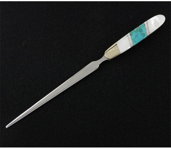 Stone Inlay Letter Opener, Tourquoise, Mother of Pearl